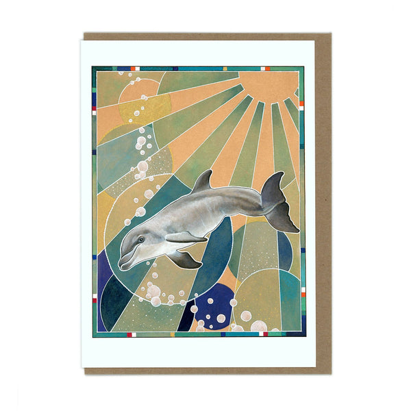 Dolphin Swimming in Ocean - Greeting Card