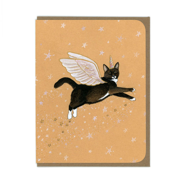 Magic Flying Cat - Greeting Card
