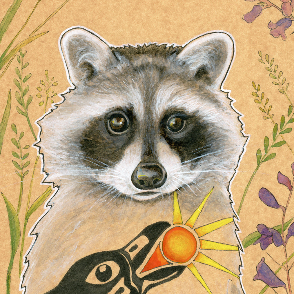 Raccoon and Raven Print